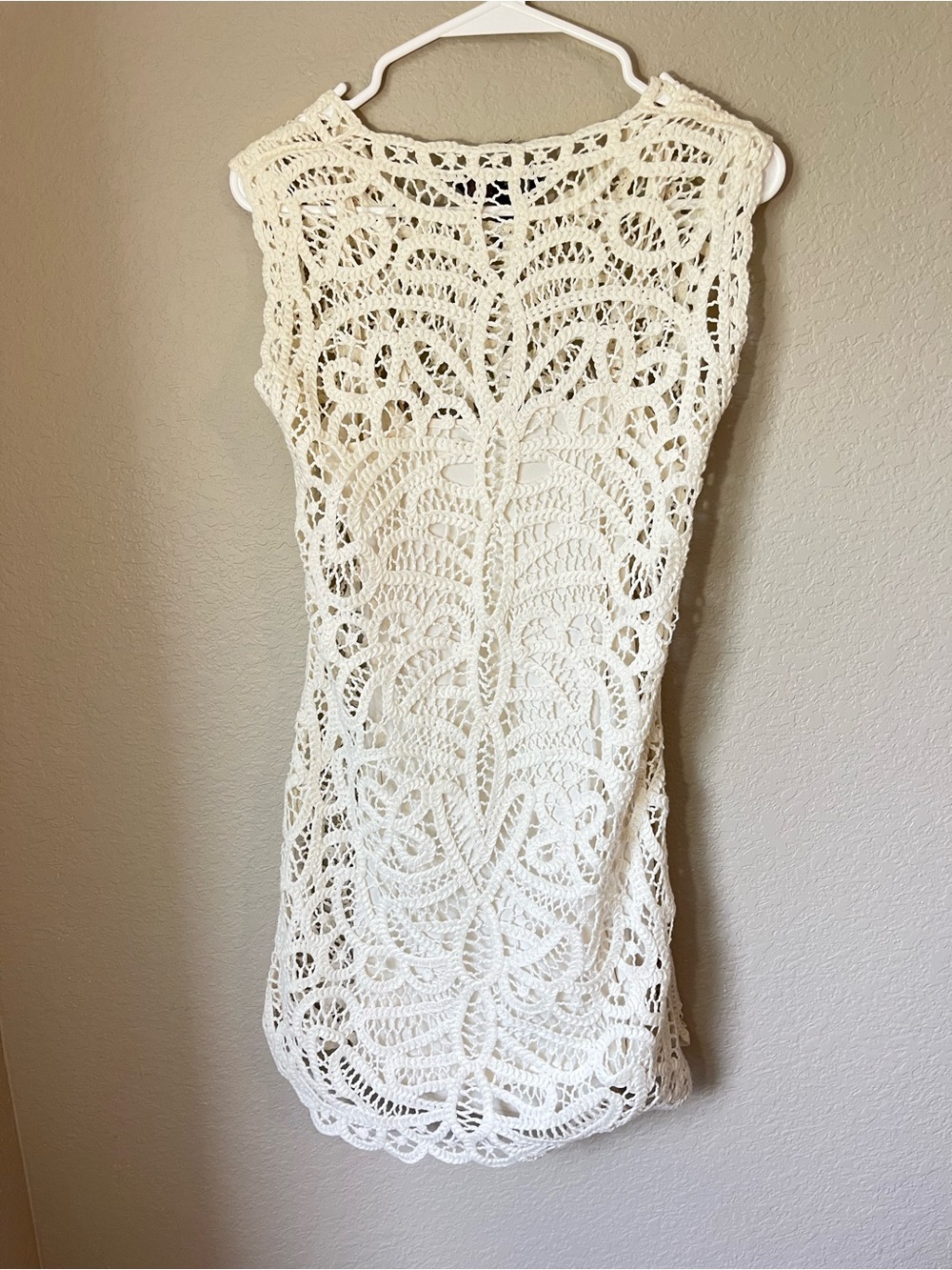 BCBGMAXAZRIA Beti Crochet Dress XXS Gardenia Ivory Boho Bridal Beach Mini - Picture 8 of 10